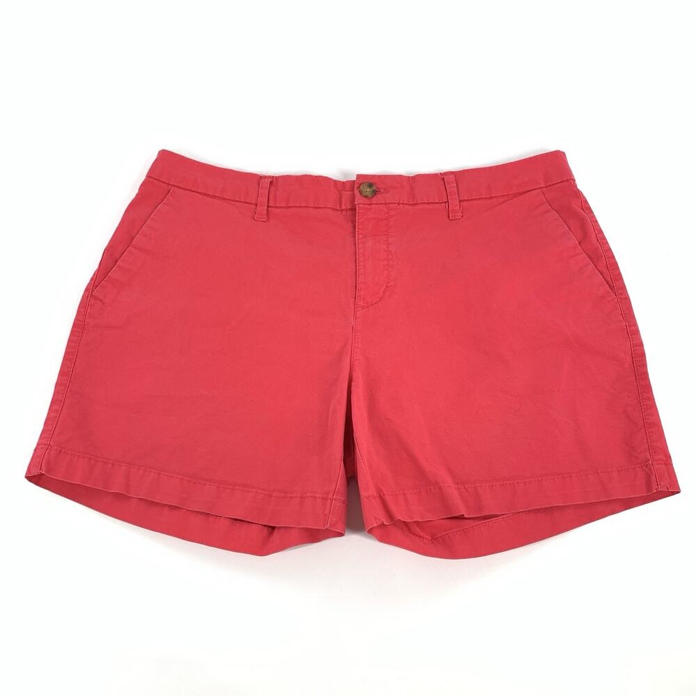 Old Navy Flat Front Chino Shorts Size 12 Womens Bright Solid Red Preppy Casual L